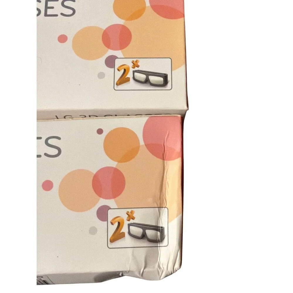 2 Boxes LG 3D Glasses AG-F200 Cinema 3D 2-Pack Orange White New Open Box